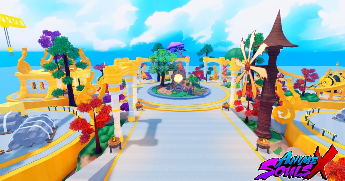 A colorful landscape in Anime Souls Simulator X.