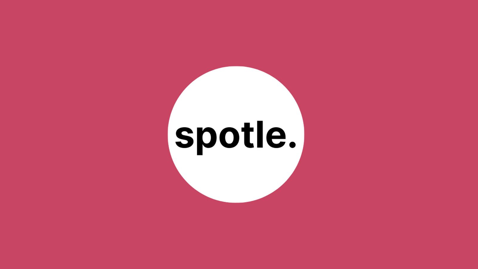 Spotle logo on pale red background