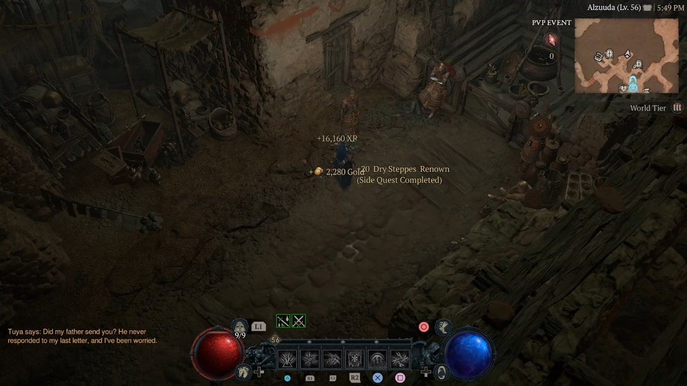 A screenshot of meeting Tulya in Diablo 4.