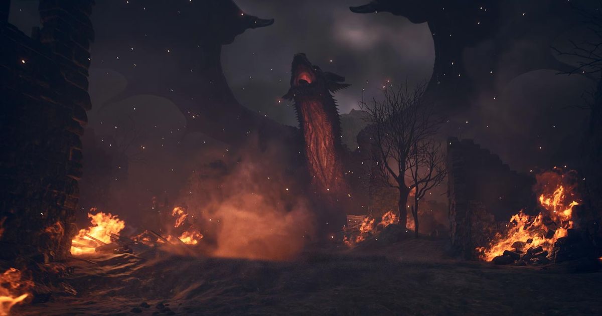 Dragon surrounded by fire - Dragon's Dogma 2