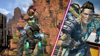 Screenshot showing Apex Legends Bangalore floating and Apex Legends player frowning