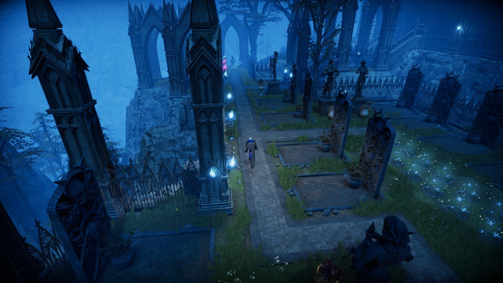 Image of a dark graveyard in V Rising.
