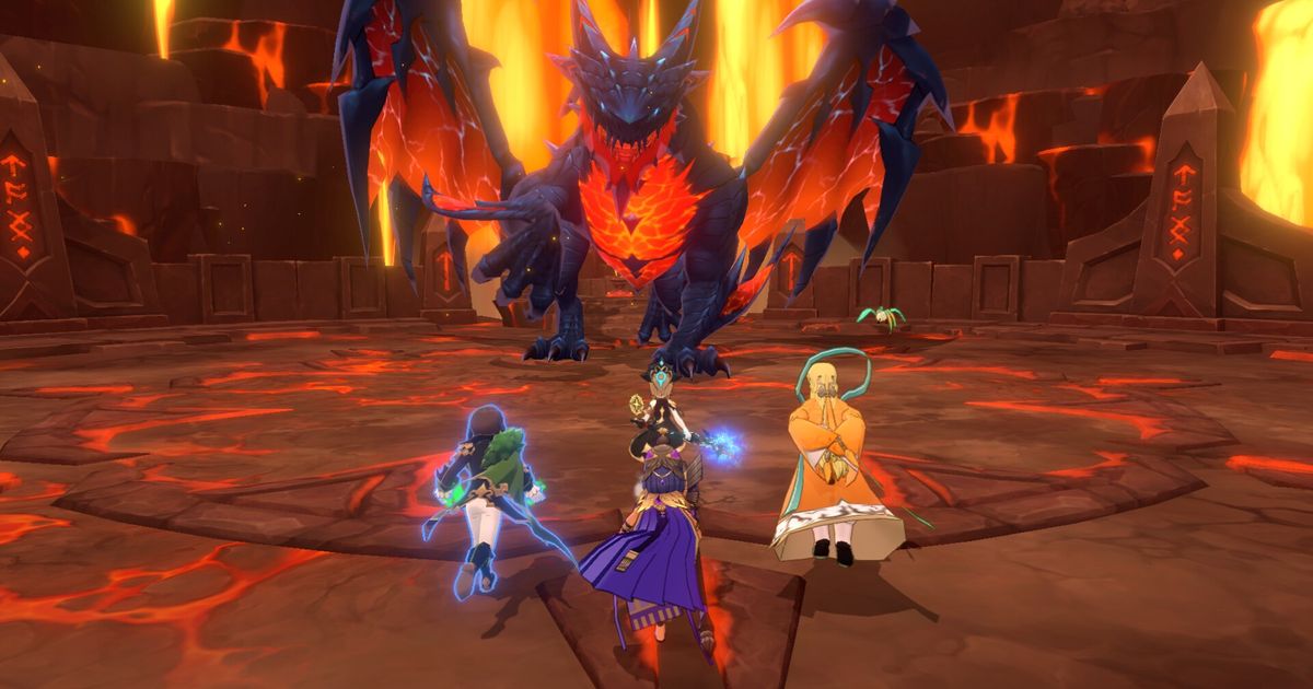 An in-game screenshot of Summoners War Chronicles showing three characters.