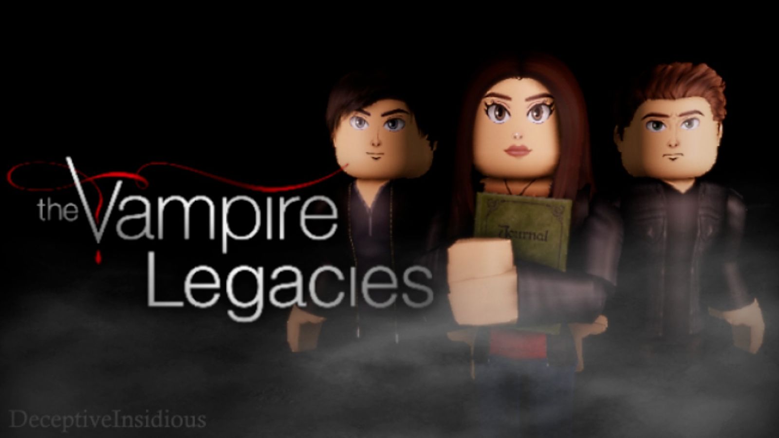 Screenshot from The Vampire Legacies, showing three Roblox icons stylised as The Vampire Diaries characters