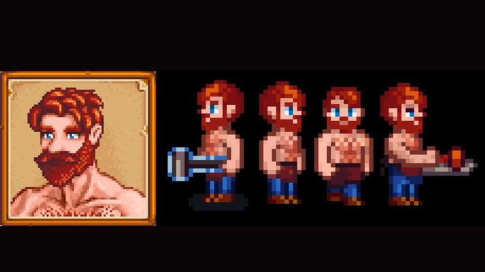 Sexy Clint in Stardew Valley.