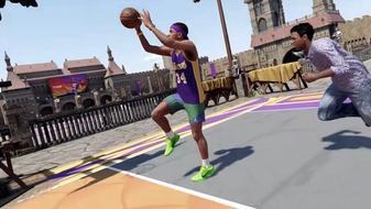 Image of a player performing a layup in NBA 2K23.
