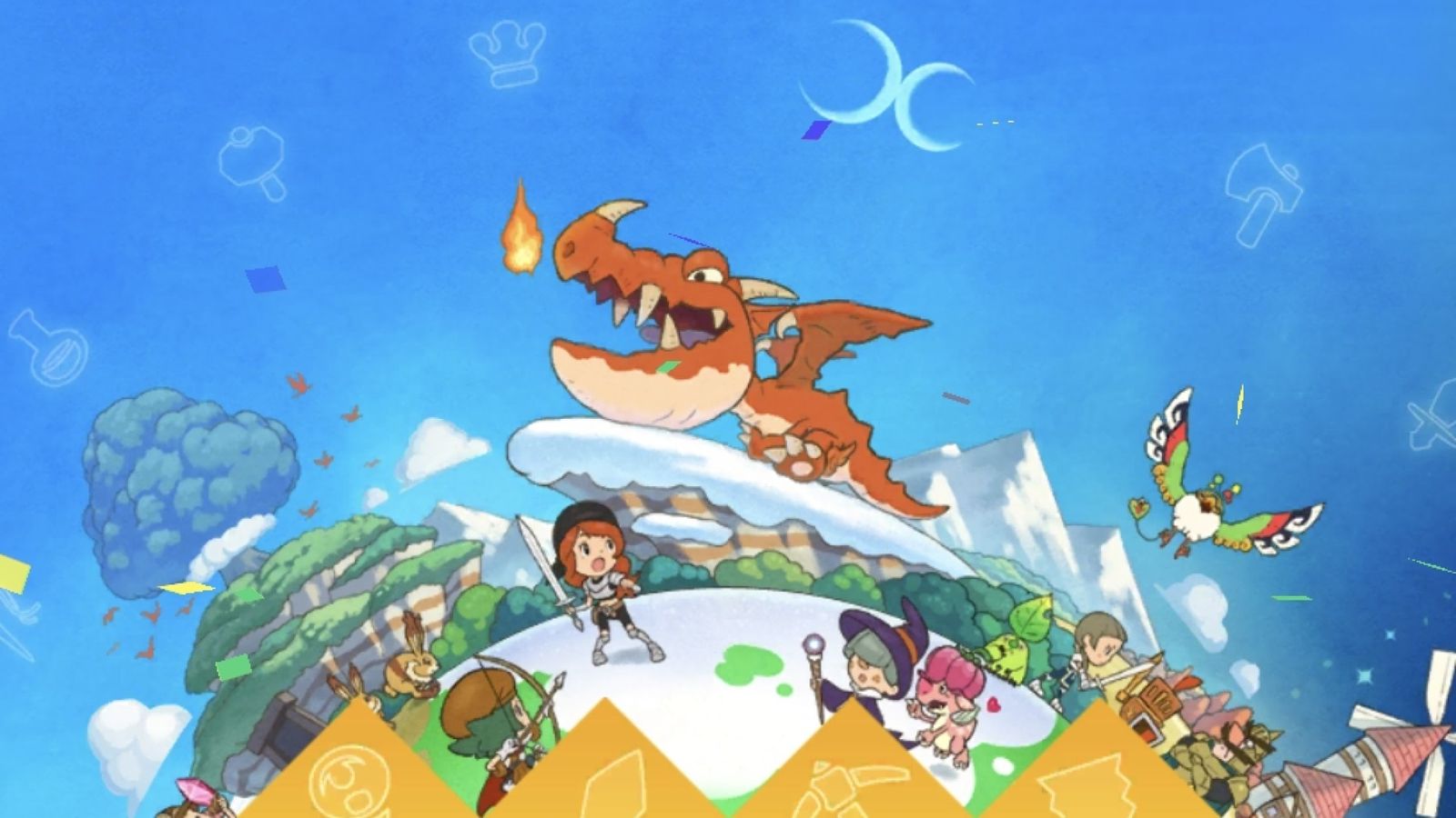 Characters from Fantasy Life Online fighting a dragon.
