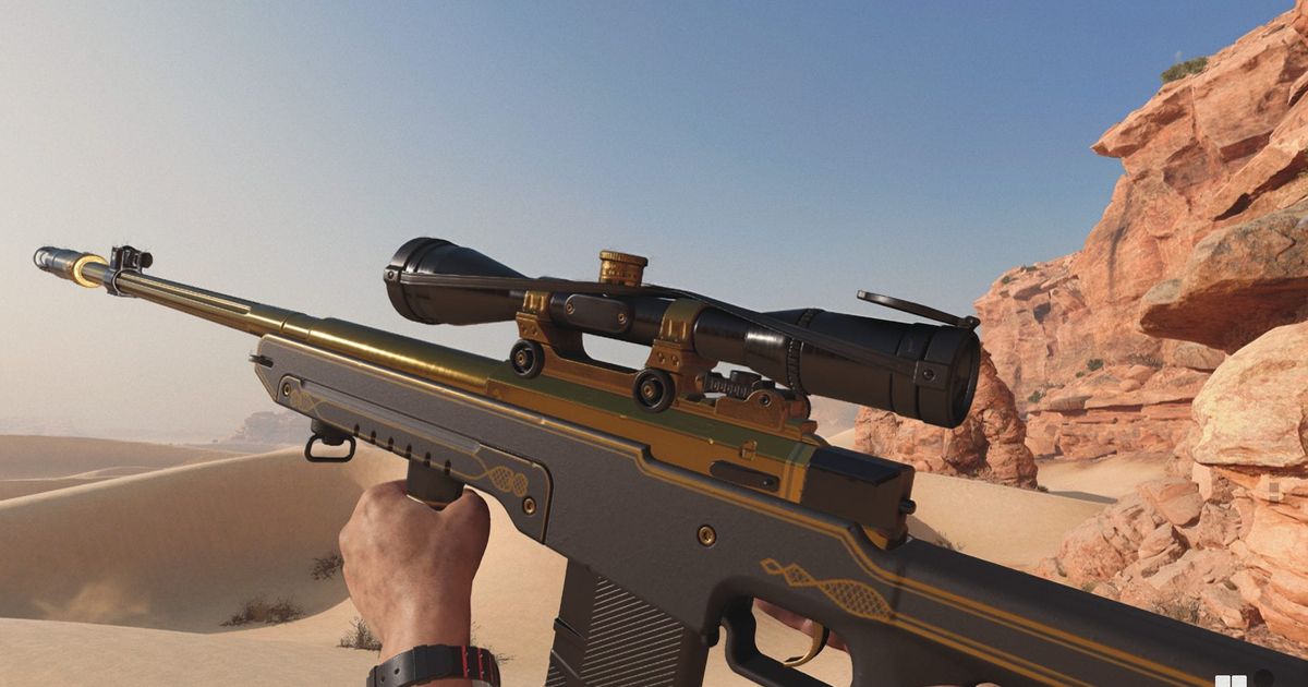Obrázek ukazující zlatý odstřelovací puška z Warzone Call of Duty