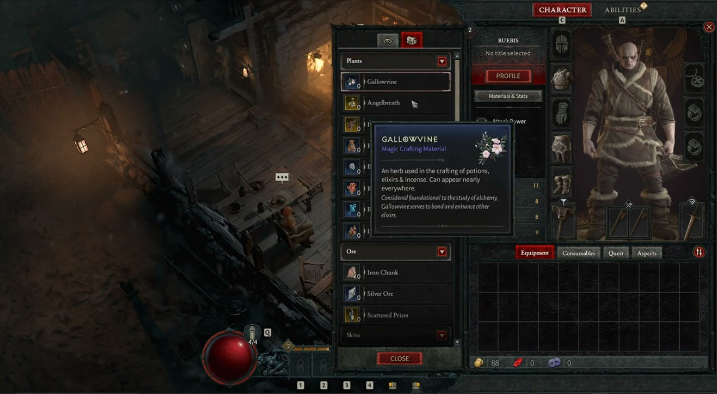Diablo 4 inventory screen drop items