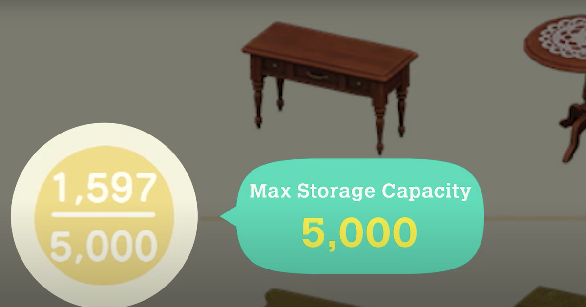 The maximum storage capacity in a house in Animal Crossing: New Horizons.
