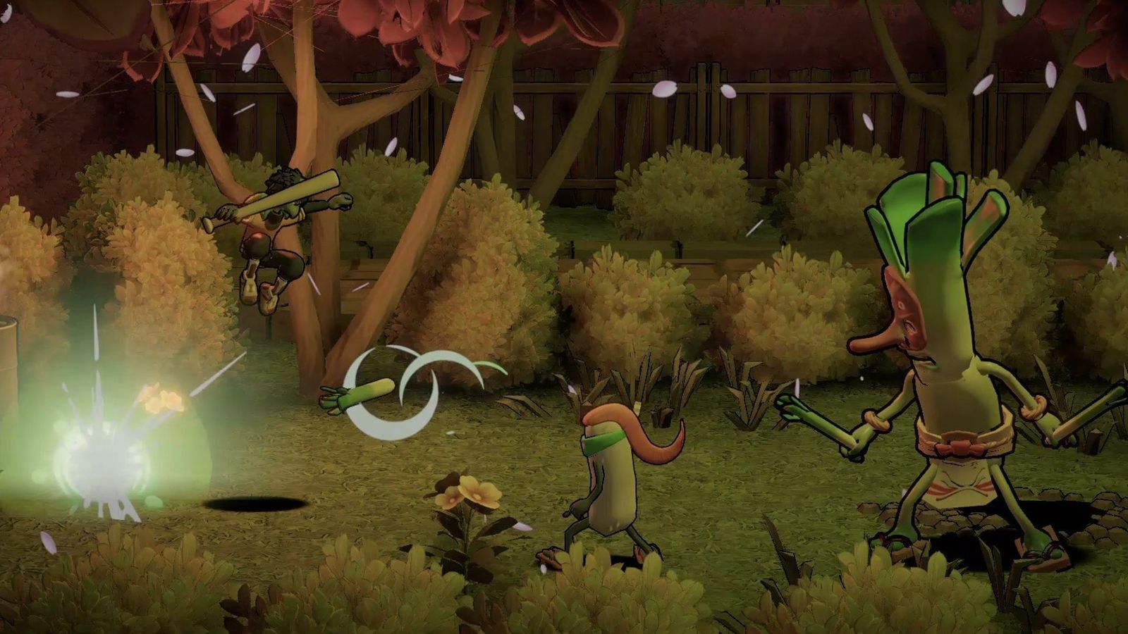 Image of the player fighting leek grunts in Itadaki Smash.