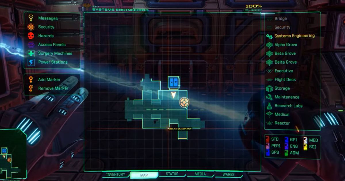 A screenshot of Engineering Systems in System Shock Remake.