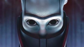 An extreme close-up shot of the Witness in the Destiny 2 The Final Shape launch trailer, looking directly into the camera.
