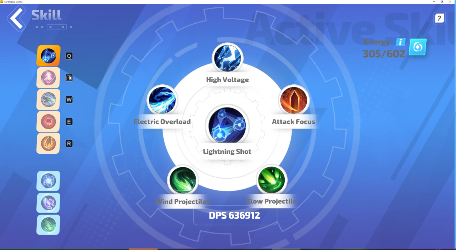 Picture of Carino's Lightning Shot ability screen in Torchlight Infinite