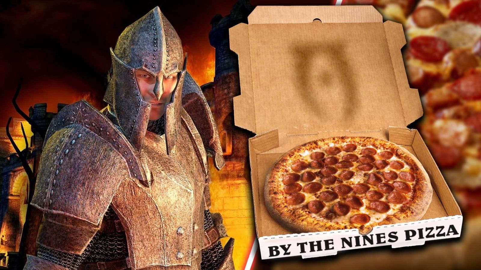 An image of a pizza in Oblivion.