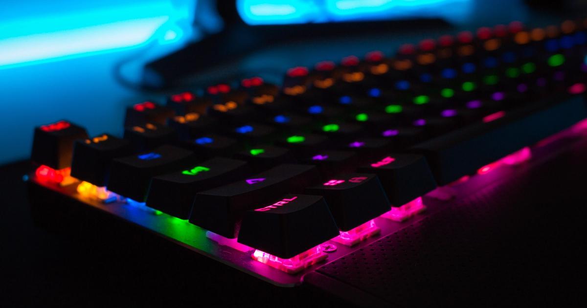 a rainbow coloured keyboard 