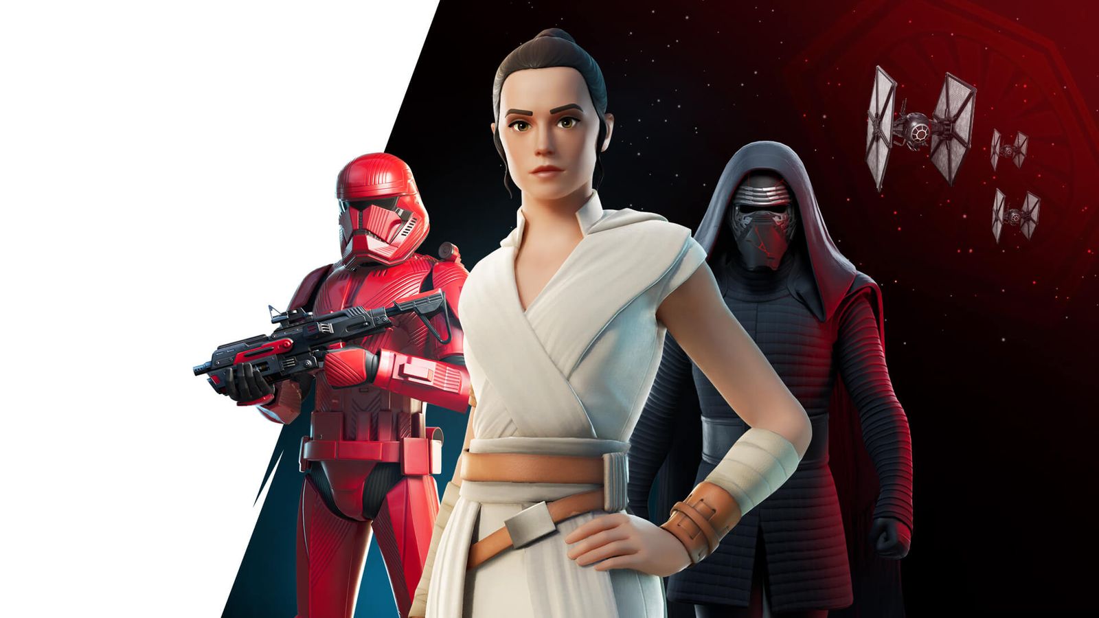 Rey and other Star Wars characters in Fortnite.