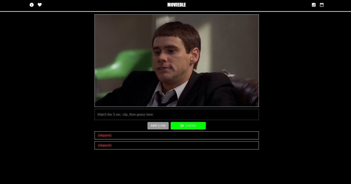 A Moviedle results screen.