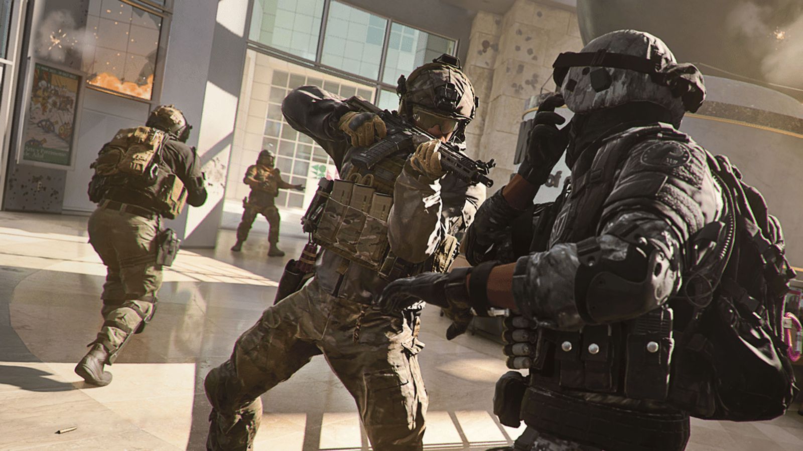 Modern Warfare 2 players fighting in sunlit room