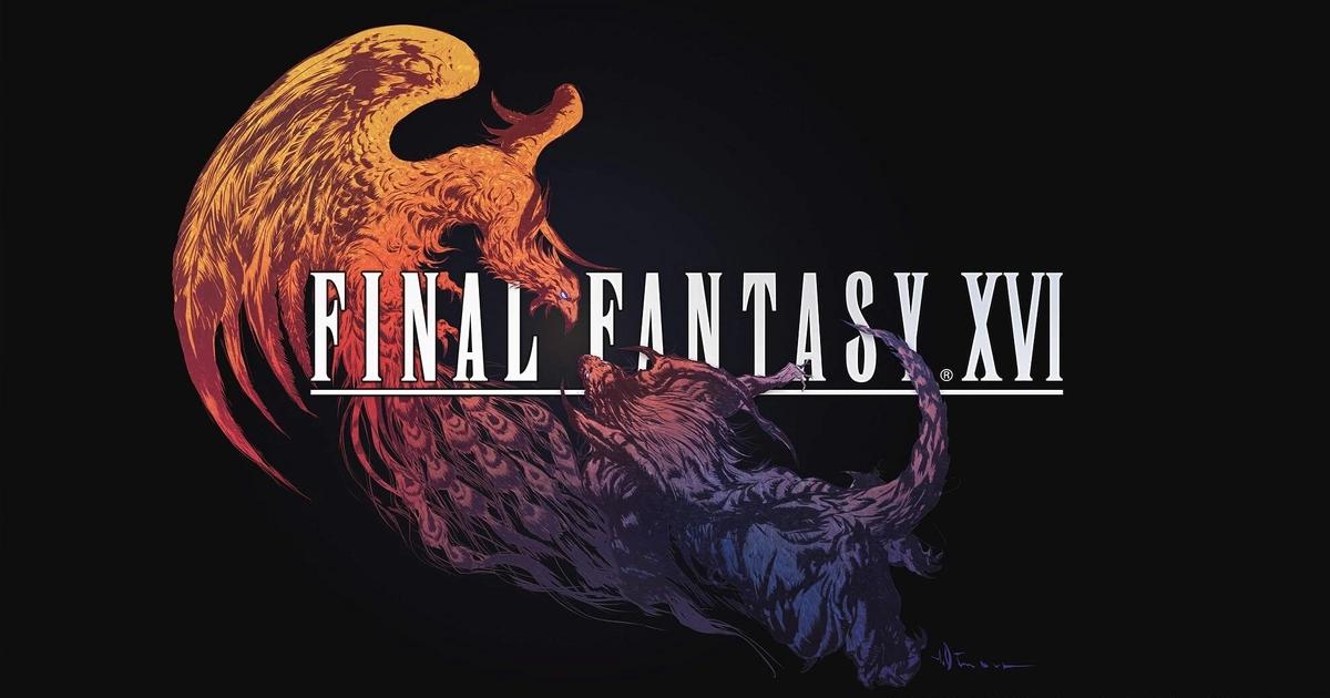 Final Fantasy 16 poster image with black background and text