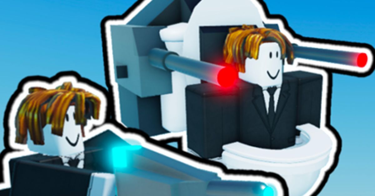 Two Roblox characters sat on weaponised toilets in Toilet Invasion.