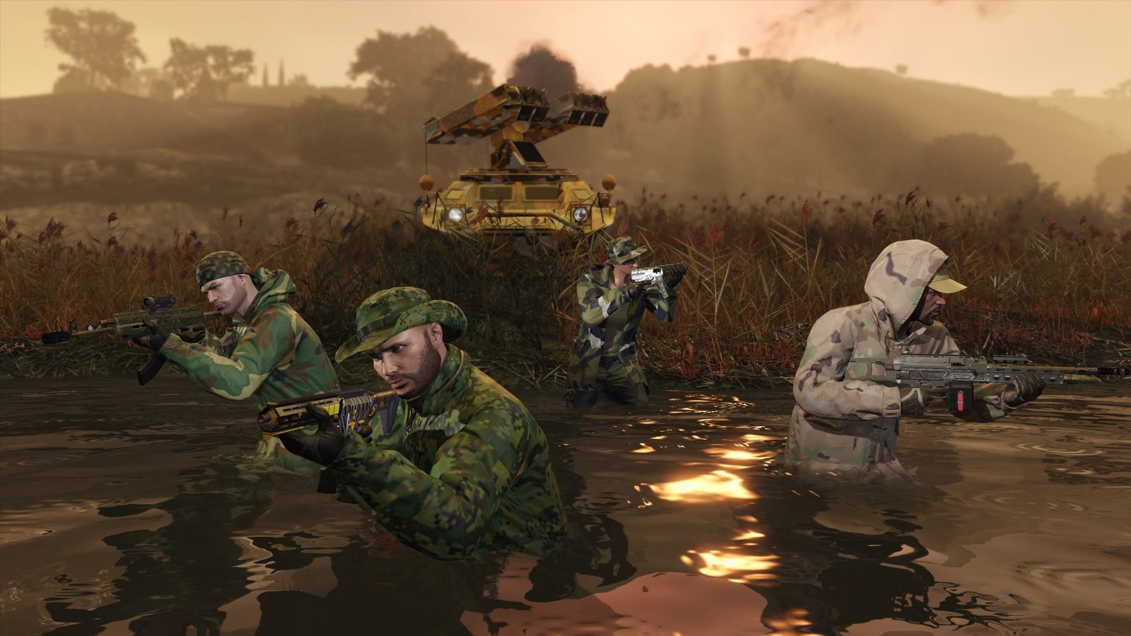 A promo screenshot for GTA Online's gunrunning update.