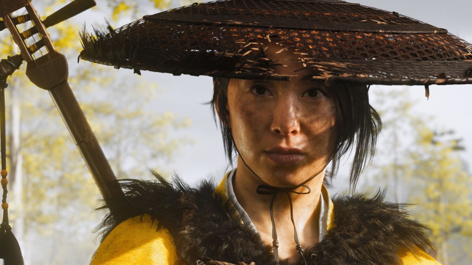 A woman wearing a Japanase kasa hat