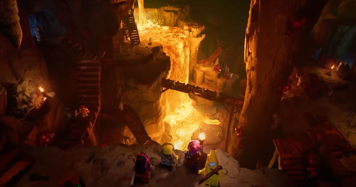 LEGO Fortnite: The cave in a desert biome.
