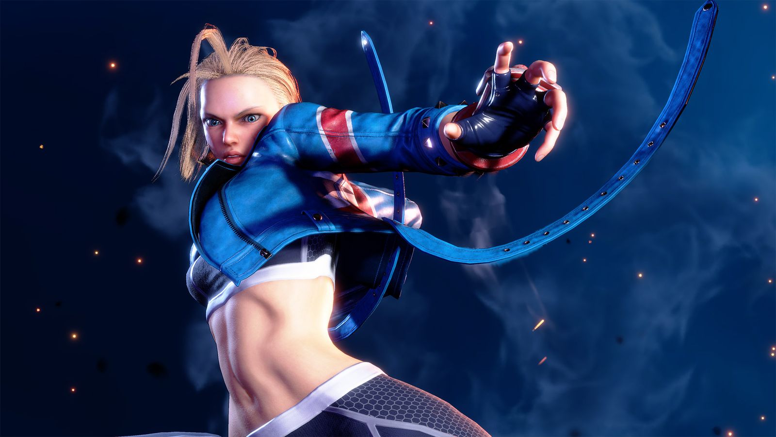 A fighter wearing a jacket while powering up a move in Street Fighter 6.