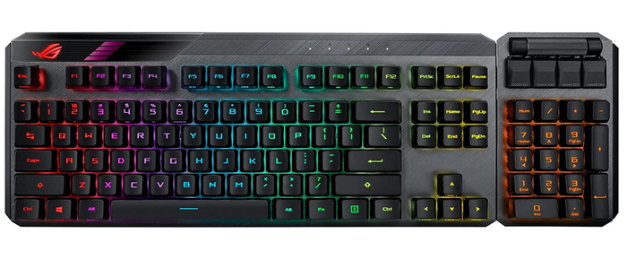 best wireless keyboard for Halo Infinite, product image of a blue and grey modular gaming keyboard