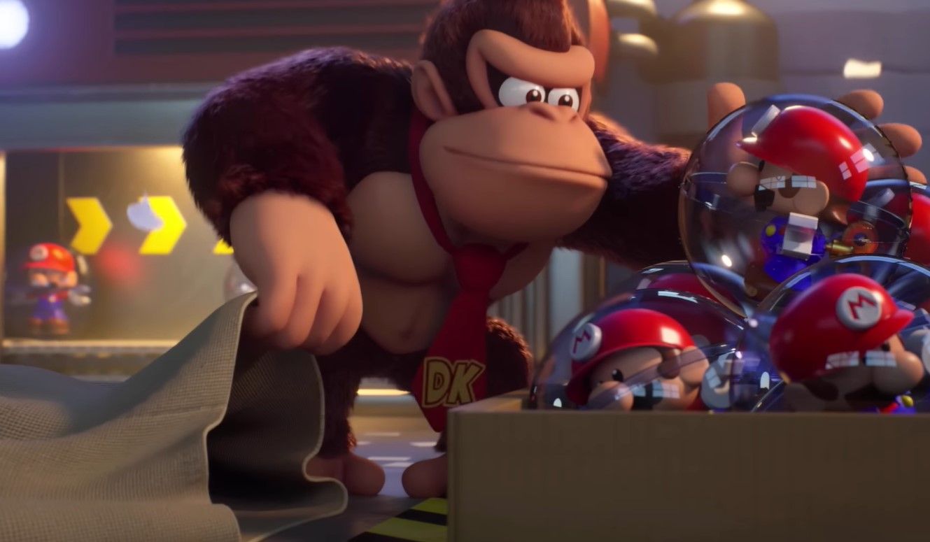 Donkey Kong stealing Mario mini toys
