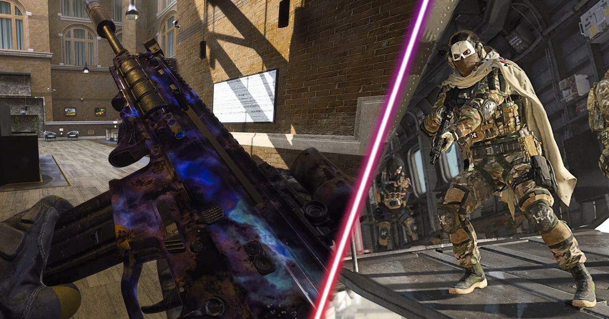 Screenshot of Call of Duty mastery camo and Ghost standing on plane ramp