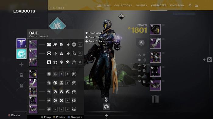 Picture of the Loadout selector screen in Destiny 2 Lightfall