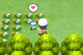 A Pokémon Trainer in Amity Square with their Piplup, who is expressing love to the Trainer, in Pokémon Brilliant Diamond and Shining Pearl.