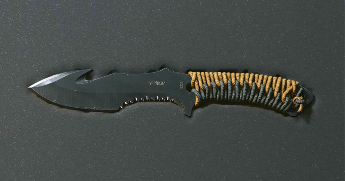 Modern Warfare 3 gutter knife resting on a soft piece of grey styrofoam