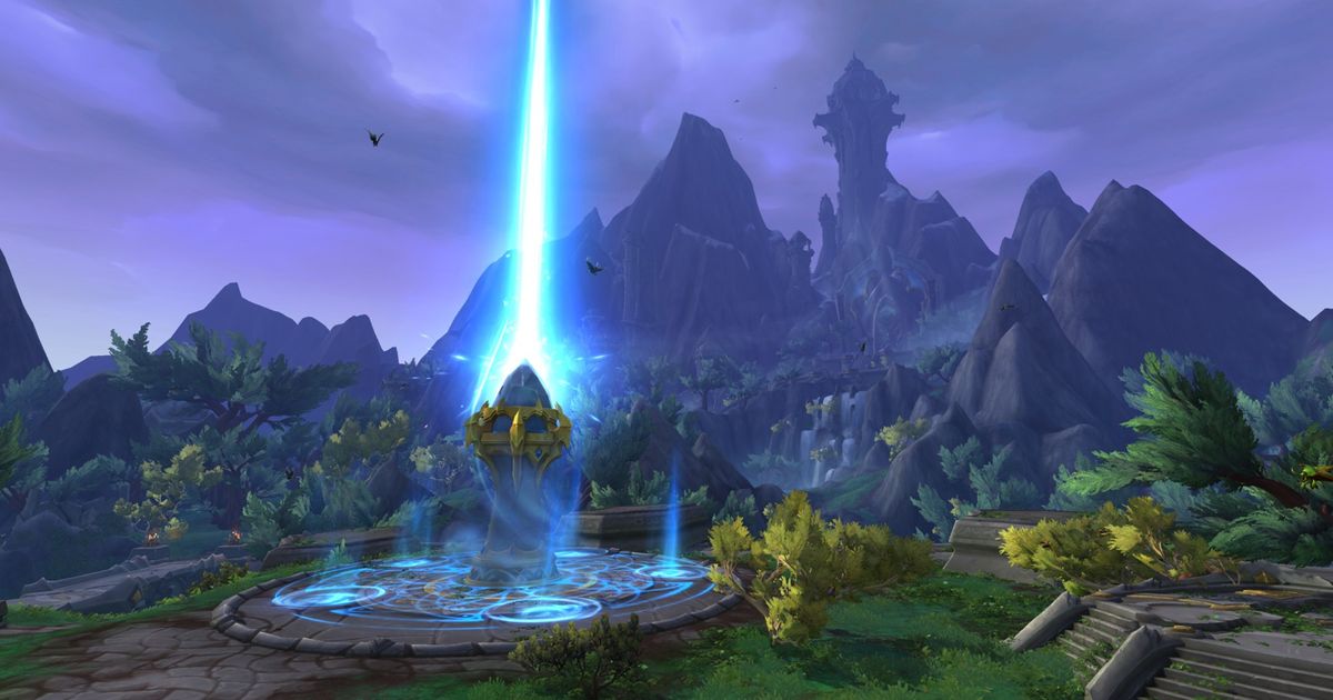 A shot of The Forbidden Reach in World of Warcraft: Dragonflight