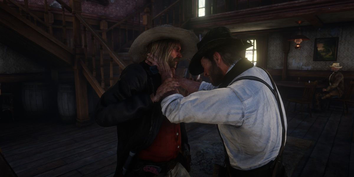 A screenshot of a brawl in Red Dead Redemption 2.