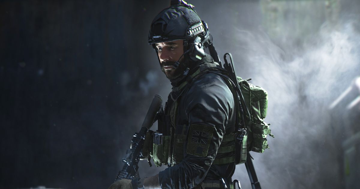 Image showing Captain Price standing in darkness holding assault rifle