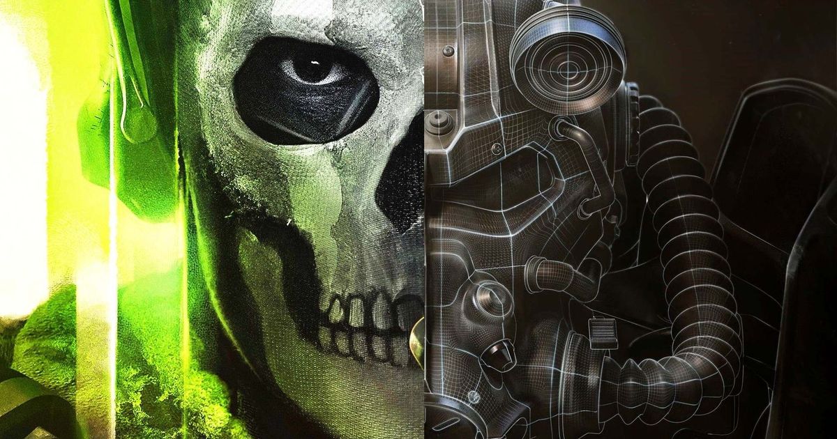 call of duty and fallout soldiers side by side half faces