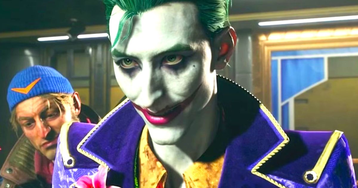 A close up of The Joker frowning in Suicide Squad Kill the Justice League Season One