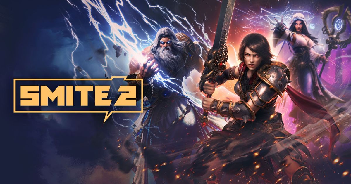 The cover image for Smite 2, featuring a number of gods flexing their powers
