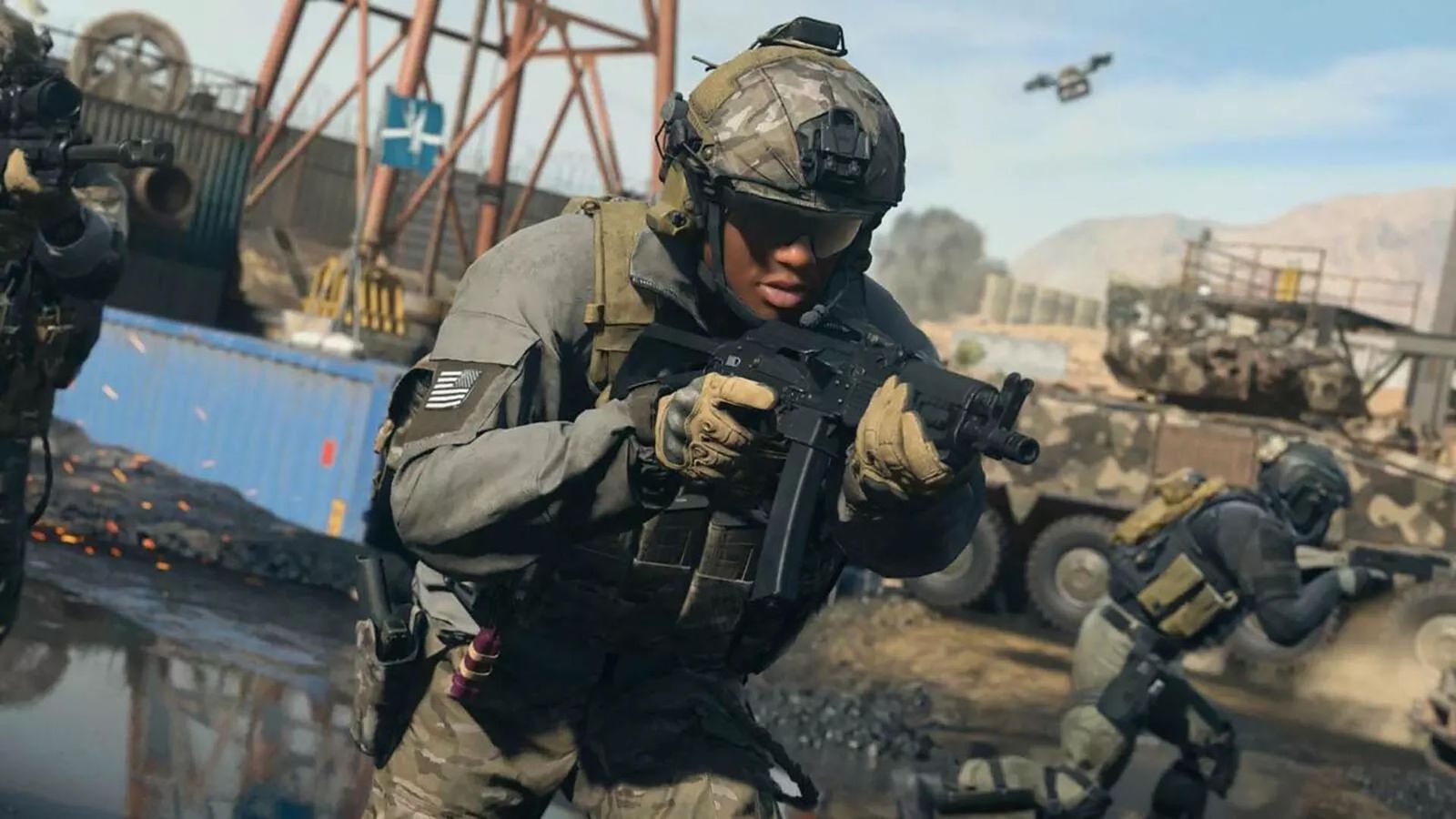Screenshot of Warzone player holding submachine gun