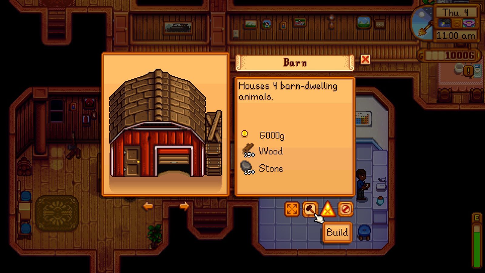 Stardew Valley build a barn to house animals