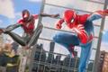 Miles and Peter swinging in New York in Spider-Man 2.