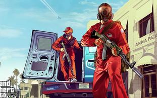 Two characters conducting a heist in Grand Theft Auto.