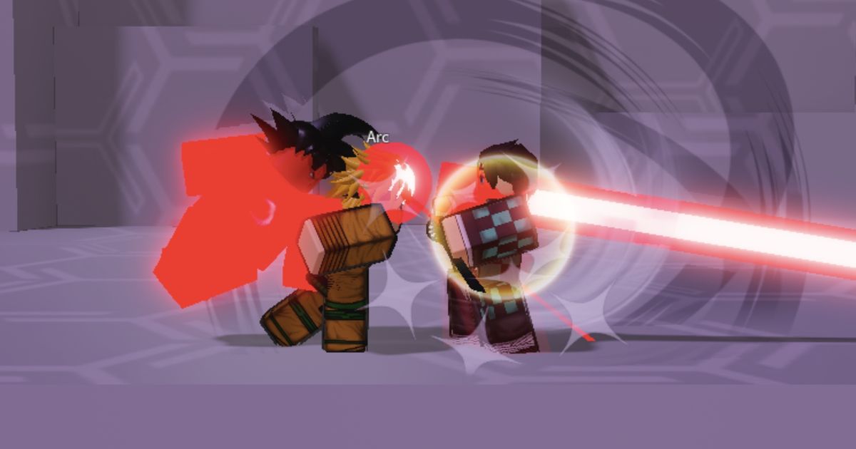 Screenshot from Shonen Smash, showing Roblox characters fighting one another