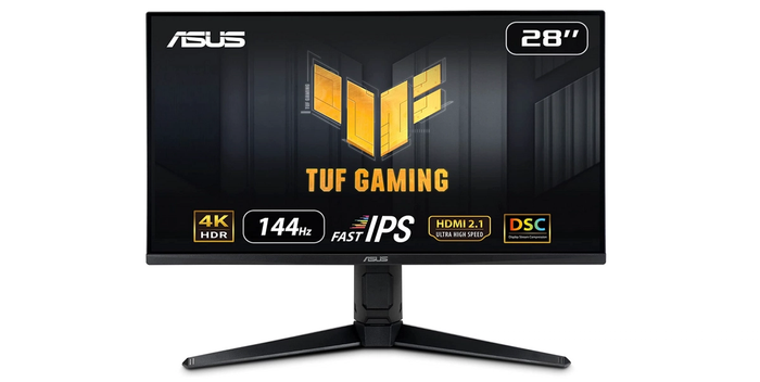 best HDMI 2.1 monitor Asus TUF, product image of a black gaming monitor  
