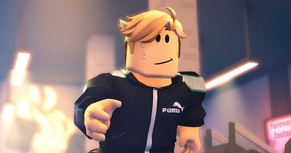 A Roblox character wearing a Puma tracksuit.