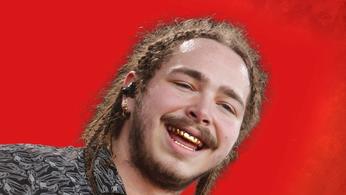 Post Malone at a 30 degree angle with a red aura