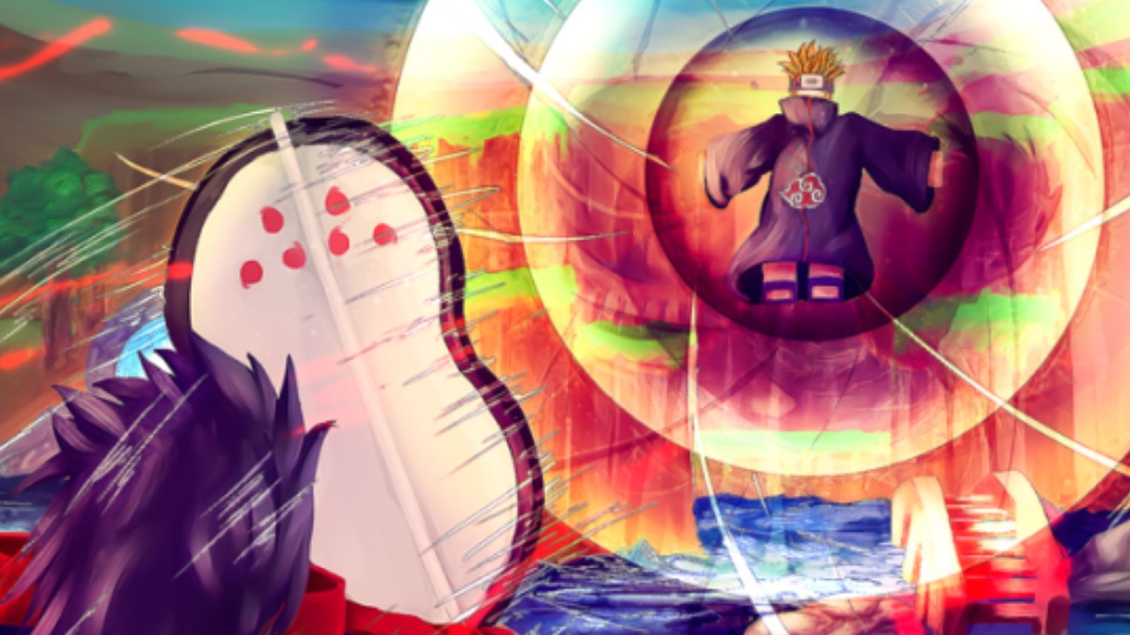 Screenshot from Anime Worlds Simulator, showing two Roblox avatars preparing for battle